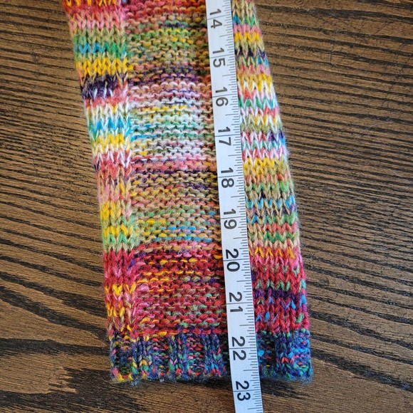 Bobbie Brooks Rainbow Colors Knit Sweater V Neck  Pockets Colorful Large - Picture 9 of 9